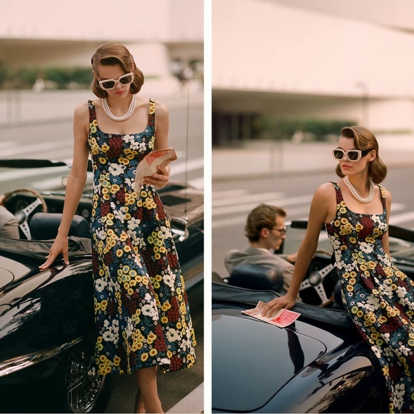 Maeve by Anthropologie Marigold Midi Party Wedding Multicolor Dress Size 0 - Picture 4 of 14